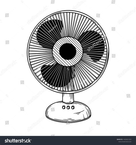 Realistic Sketch Electric Fan Isolated On Stock Vector (Royalty Free ...