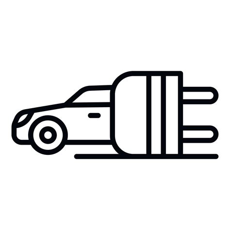 Electric Car From A Plug Icon Outline Style 15366866 Vector Art At