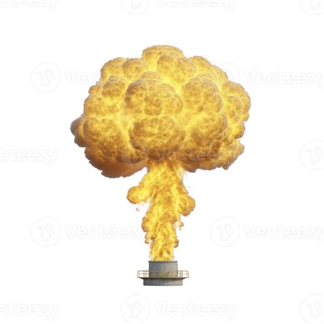 Large, fiery explosion with billowing yellow and orange flames erupts
