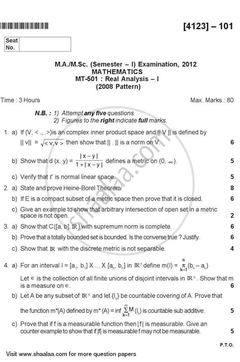 Real Analysis 1 2011 2012 Ma Mathematics Semester 1 Question Paper With