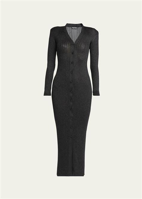 Tom Ford Lurex Ribbed Knit Long Cardigan Dress Bergdorf Goodman