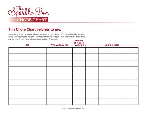 Downloadable Chore Chart Template | Master Template