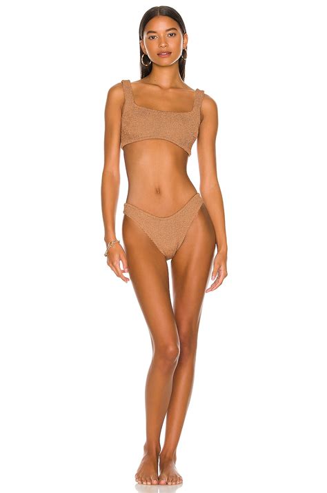 Hunza G Conjunto Bikini Xandra En Metallic Cocoa Revolve