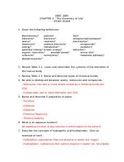 StudyguideCh2 Docx 0BSC 2085 CHAPTER 2 The Chemistry Of Life STUDY