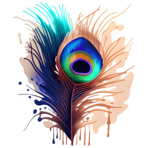 Colorful Peacock Feather Splash Tattoo Graphic · Creative Fabrica