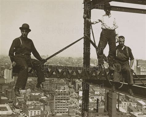 Construction Workers Build Skyscraper New York City Vintage Etsy