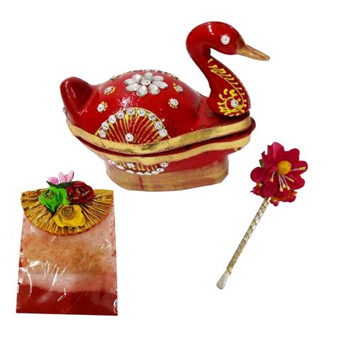 Buy Ecommall Tika Chopra In Peacock Shape Meenakari Work Kumkum Box