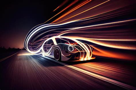 Long Exposure of Speeding Car, with Light Trails and Blurred Lights ...