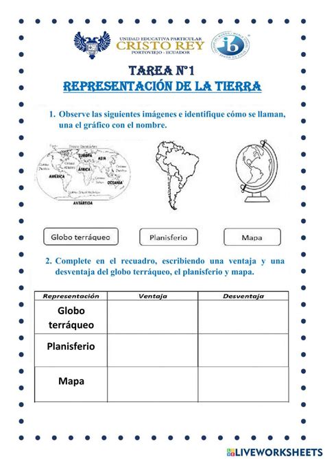 Representación Del Planeta Tierra Worksheet Live Worksheets