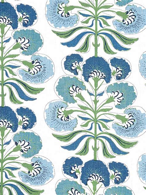 Tybee Tree Green And Blue Fabric F By Thibaut Fabrics