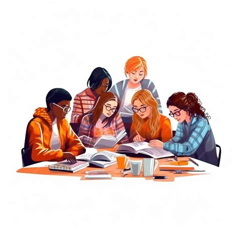group  students studying clipart
