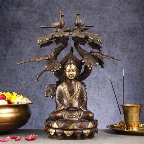 Exquisite Brass Buddha Under Tree Statue - 16.5" – Budhshiv.com