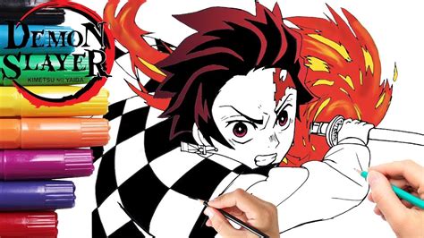draw tanjiro dance   fire god step  step demon slayer