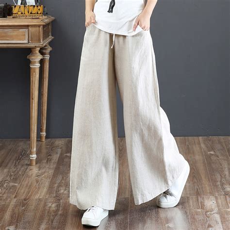 Zanzea Women Casual Wide Legs Elastic Belted Solid Color Long Pants