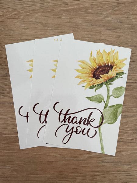 Sunflower Thank You Cards Insert Cards – Small Biz Shipping Co