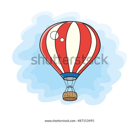 Red Striped Hot Air Balloon Illustration Stock Vector Royalty Free Shutterstock
