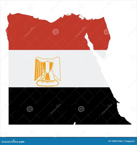 Egypt High Resolution Map with National Flag. Stock Vector ...