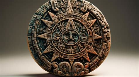 Premium AI Image | A hand carved aztec calendar stone