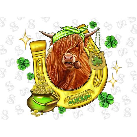 St Patricks Lucky Highland Cow Png St Patricks Day Png Shamr Inspire