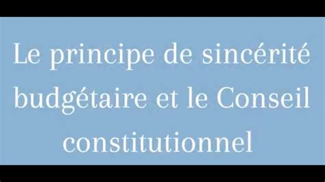 Droit Public Financier Ep Le Principe De Sinc Rit Budg Taire