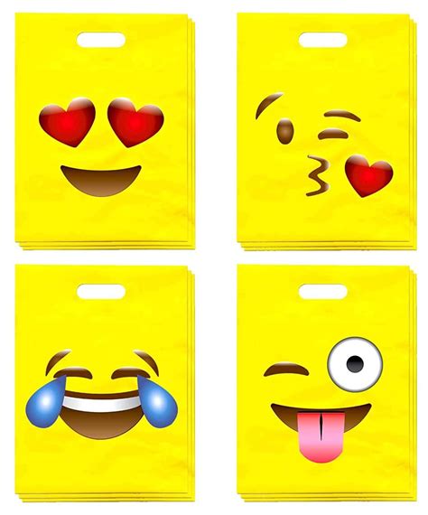 Emoji Printed Goodie Bags 9x12in 40 Pack Emoji Galore