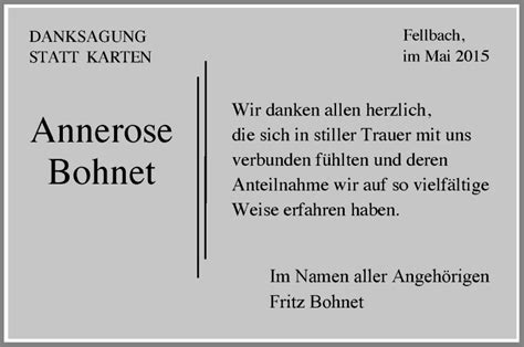 Traueranzeigen Von Annerose Bohnet Stuttgart Gedenkt De