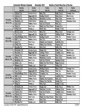 Fillable Online Eucharistic Minister Schedule Fax Email Print - pdfFiller