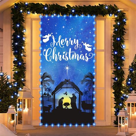 Amazon Christmas Nativity Door Cover With Led String Lights Holy