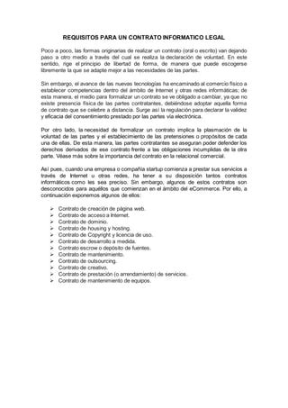 REQUISITOS CONTRATO INFORMATICO LEGAL PDF