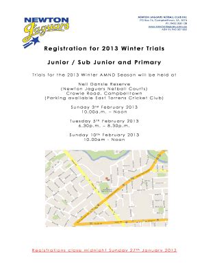 Fillable Online Newton Jaguars Netball Club Inc Fax Email Print Pdffiller