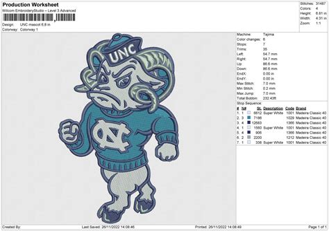 UNC mascot Embroidery – embrostudio