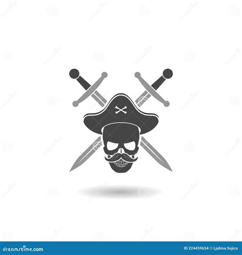 Simple Pirate Icon With Shadow Stock Vector Illustration Of Icon