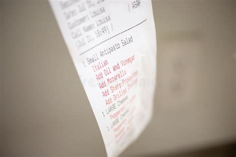 Pizzeria Restaurant Order Receipt Stock Image Image Of Item Order