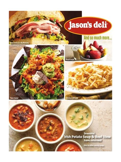 Jasons Deli Printable Menu - Printable Word Searches