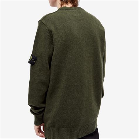 Stone Island Reverse Seam Lambswool Crew Knit Olive END GB