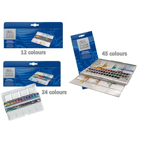 Winsor newton cotman half pan water colour set 12 24 45 I ชดสนำ