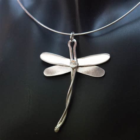 Sterling Silver Dragonfly Necklace Cat Necklace Silver Dragonfly