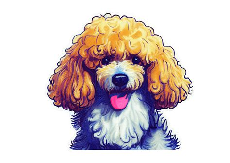 Cute Poodle Sticker Cartoon Portrait Graphic By Gornidesign Creative