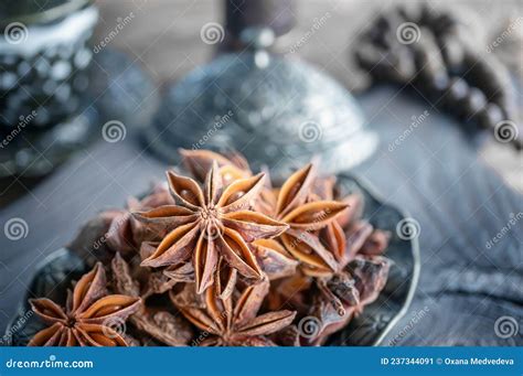 Fresh Organic Fruits And Spice Seeds From Star Anise Still Life In