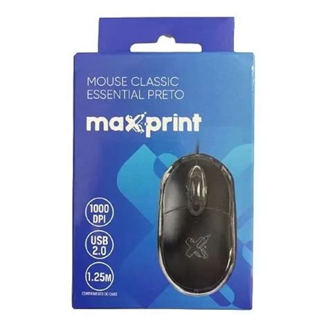 Mouse Maxprint Essential USB 1000DPI Preto Shopee Brasil