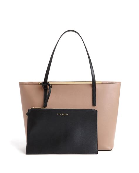 Ted Baker Nicola Colour Block Leather Shopper Bag In Brown Lyst