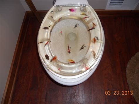 Clear Fishing Lure Toilet Seat In Downstairs Bathroom Rustic Log