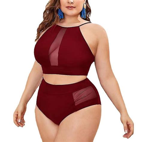 Plus size badetøj til kvinder badedragt store badedragter Todelt høj talje push up bikini sæt