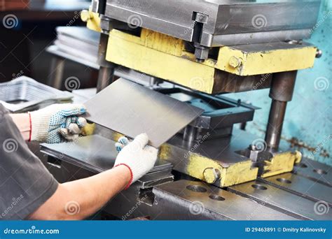 Worker Operating Metal Sheet Press Machine Stock Image Image 29463891