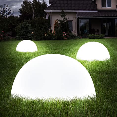 Lampada Solare Per Esterni Luce Sferica Led Semi Sfera Giardino Bianco