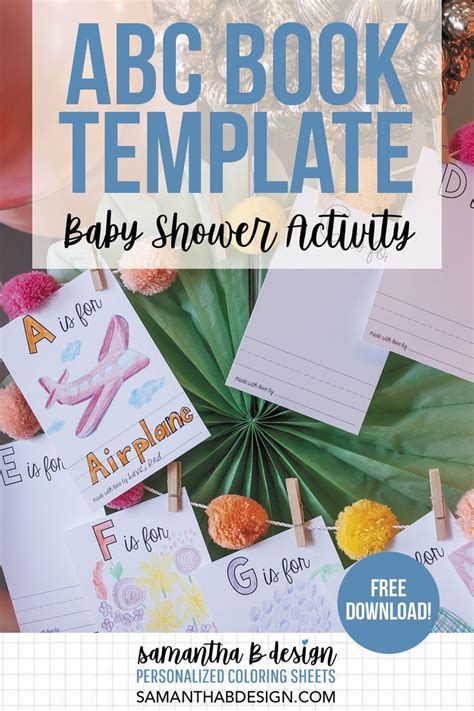 Free Printable ABC Book Template For Baby Shower Activity Baby Shower