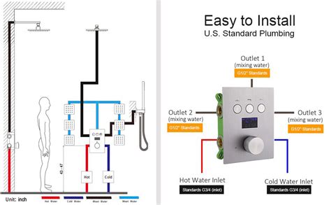 Brushed Nickel 3 Way Shower Diverter Valve AYIVG Thermostatic Shower