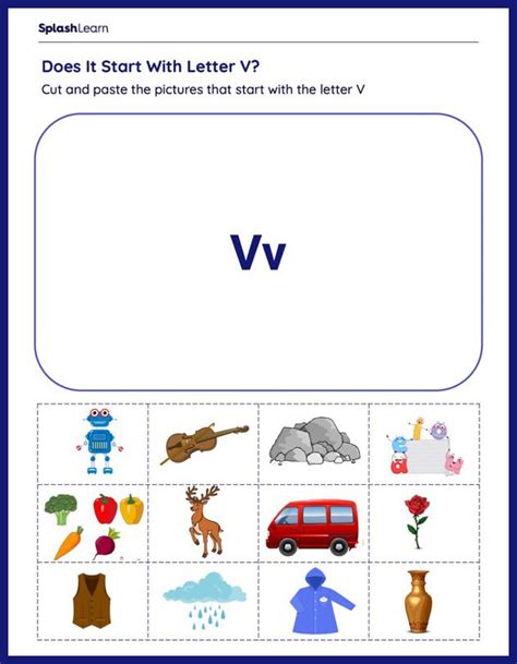 Paste Letter V Pictures Ela Worksheets Splashlearn