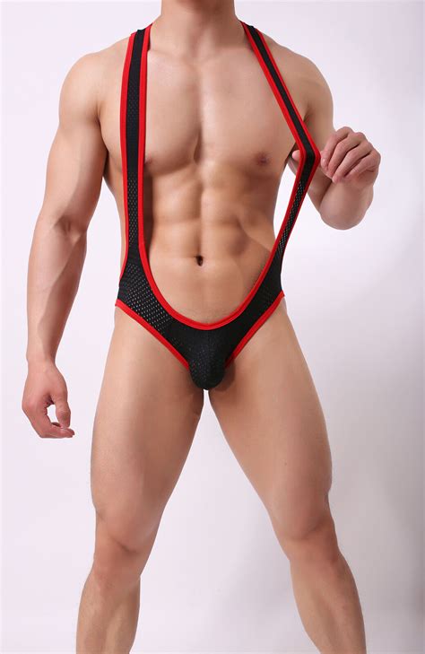 Men S Jockstrap Jumpsuit Leotard Underwear Wrestling Singlet Open Butt