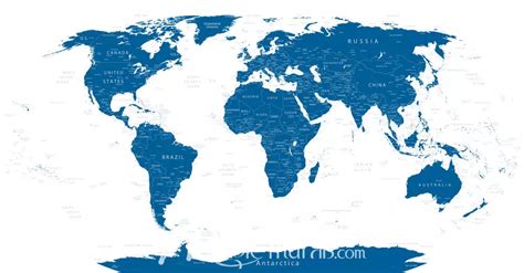 Africa Centered World Map In Blue Mural By Magic Murals